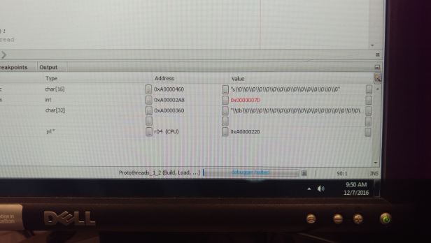 Debug output showing terminator